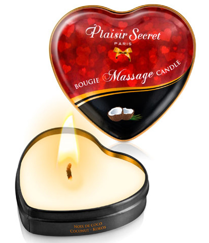 Mini bougie de massage noix de coco boîte coeur 35ml - CC826065